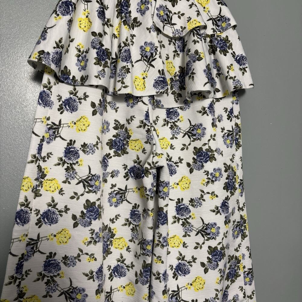 ASOS Women’s Blue Yellow Floral Peplum Wide Leg Jumpsuit Strapless Size 2 White - Picture 8 of 14